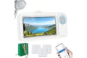 Phone Holder, 2026 New Phone Holder with Speaker, Shower Phone Case, 360° All-Inclusive on Any Surface, Touch-Friendly, Punch