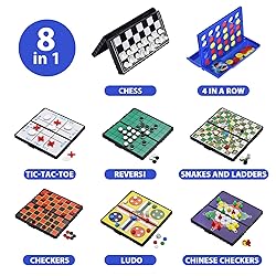 COLORGO 8-in-1 Mini Magnetic Chess Game Set with
