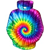 RPWZRCB Kids Tie Dye Hoodie for Boys Girls 6-16 Years Children Hippies Long Sleeve Sweatshirt Print Outfit