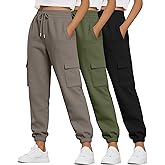 Neer 3 Pack Women's Cargo Sweatpants Joggers Pants Causal Gym Athletic Workout High Waist Bottom Y2k Fall Outfits with Pocket