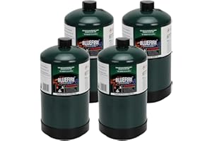 KOMAN BLUEFIRE 1lb Propane Tank Camping Propane Tank Pack of 4 Portable Canister Propane Gas Tank Small Propane Tanks for Camping Stove Outdoor Backpack Mini Burner Heater Cooking Torch Lamp