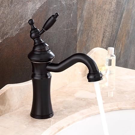 Retro Schwarz Messing Einhand Ein Loch Keramik Ventil Wasserfall Outlet