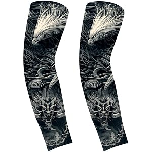 Sun Protection Arm Sleeves for Men & Women+ Sports Compression Cooling 2 Piece Sleeve