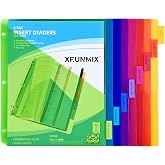 8-Tab Binder Dividers - Index Pockets Divider for 3 Ring Binders, 3-Hole Plastics Sheets Protectors for US Letter Size in 0.5'', 1'', 2'', 3 inch Binders, 8 Colors (XY004) (1 Pack)