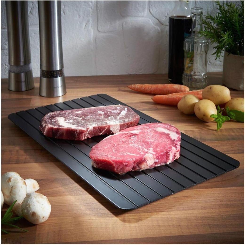 Hot Fast Defrosting Tray,Rambling Kitchen The Safest Way to Quick Defrost Meat Or Frozen Food,Without Electricity, Microwave, Hot Water or Any