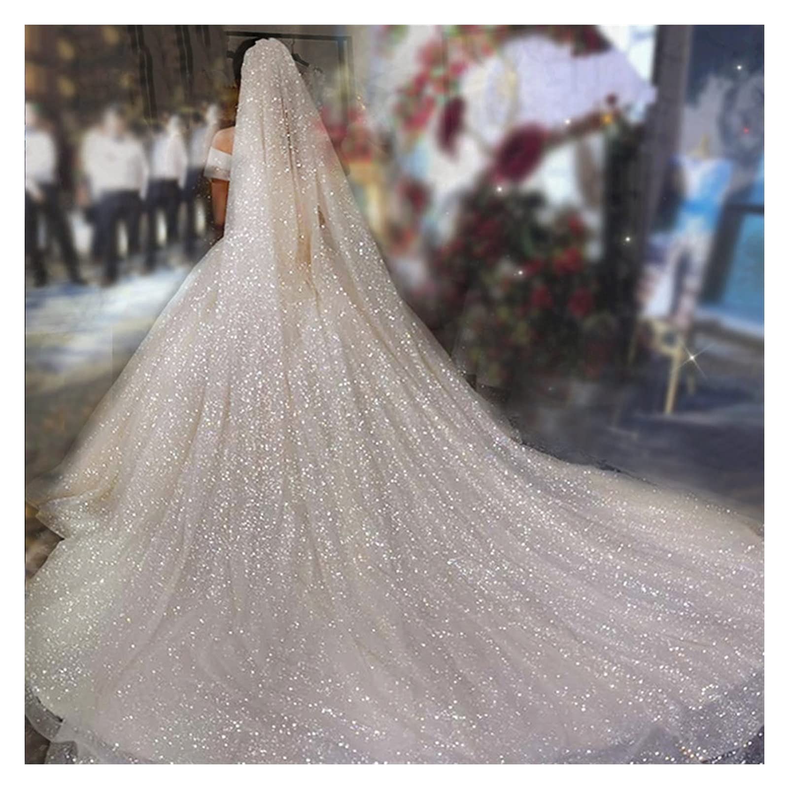 SIFDNRGNFN Tulle Sparkle Cathedral Wedding Veils Long Meters