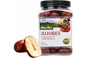 NatureBliss Premium Jujube Dates, Sun Dried Dates Fruit Snacks, Chinese Red Dates (Hong Zao), No Added Sugar, Non-GMO, Sweet Dried Jujube Fruit for Salad，Brewing Tea, Soup, Baking, Oatmeal, Large-size Jujubes (16 OZ / Pack of 1)
