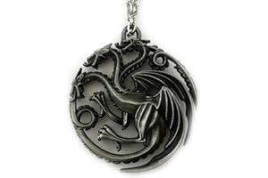 J&C Game of Thrones Brushed Metal Targaryen Logo 18" Necklace in Gift Box Family Owned