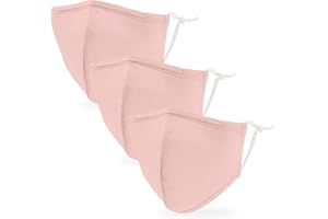 weddingstar 3 Pack Kid's Washable Cloth Face Mask Reusable and Adjustable with Filter Pocket - Blush Pink