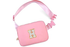 Uygafly Belt Bag Crossbody Bags for Girls Women - Gifts for 8 9 10 11 12 13 Year Old Girl - Teen Birthday Gifts - Small Waist Packs Trendy Kids Fanny Pack - Initial White H,Pink Bag