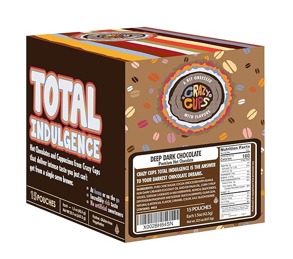 TOTAL INDULGENCE HOT CHOCOLATE MIX, INCLUDES 15 GOURMET HOT CHOCOLATE PACKETS BULK, DEEP DARK HOT COCOA MIX – 1.5 OUNCE (PACK OF 15)