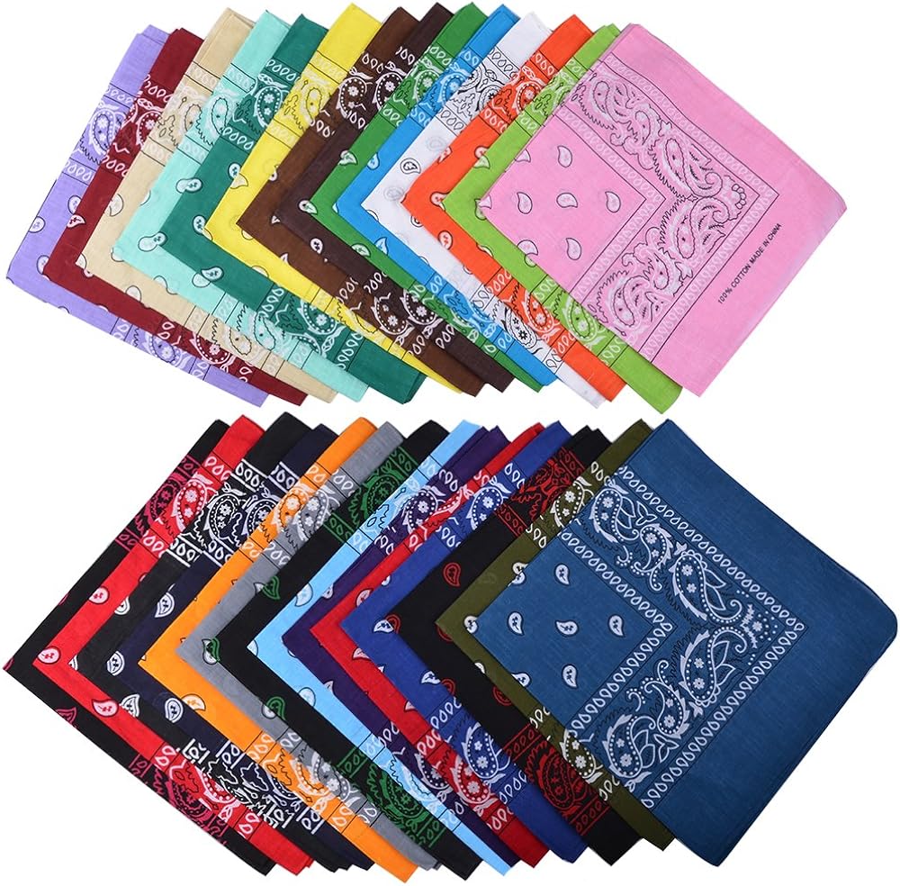 Alotpower 28 Pack Bandanas 100% Cotton Cowboy Bandanas Headband,22x22 Inch: Clothing