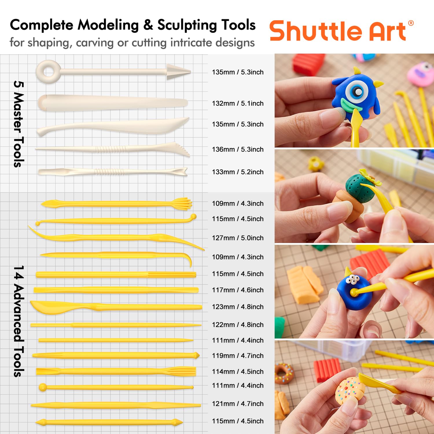 Shuttle Art 82 Colors Polymer Clay Kit with 19 Clay Tools, 16 Kinds of Accessories, Non-Toxic, Non-Sticky, Ideal DIY Art Craft Gift for Kids Adults