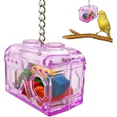 Treasure Chest Toy - Puzzle &amp; Foraging Toys for Birds - Durable Plastic Bird Foraging Box w/ Colorful Wooden Shapes - Parrot Puzzle Toys - Small &amp; Large Bird Toys for Cockatiels, Lovebirds &amp; More