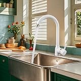 Hapilife White Kitchen Taps Mixer Single Lever Monoblock 360° Spout Gold view 4