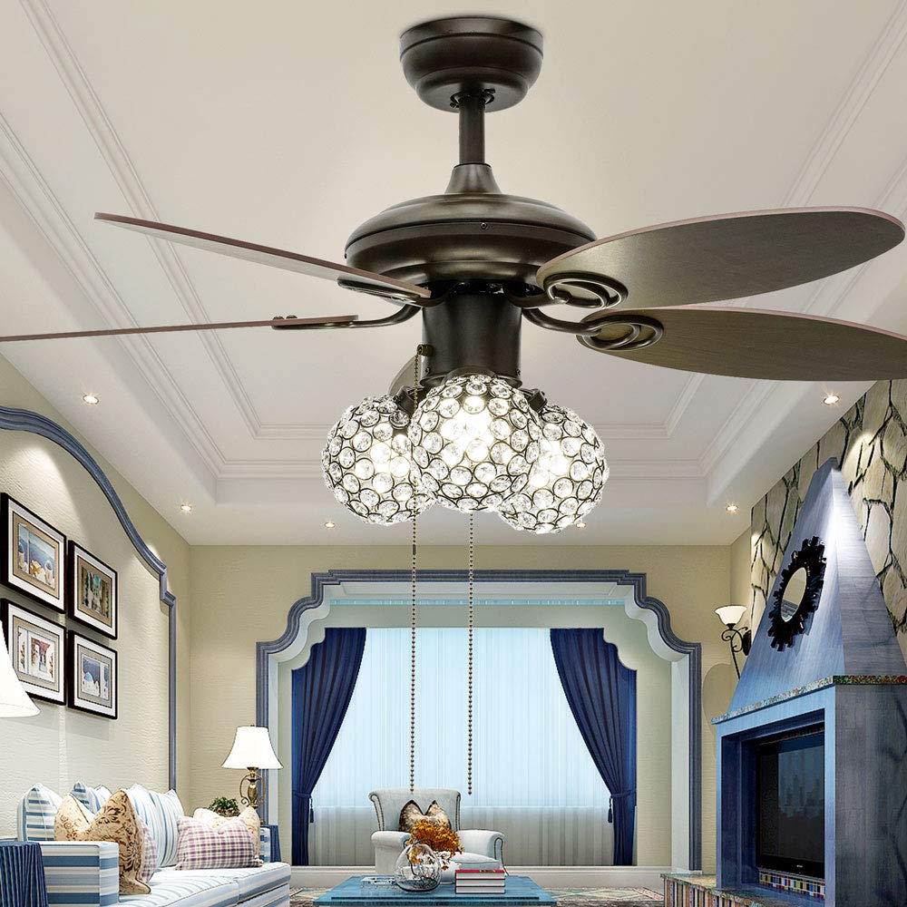 42 Inch Gold3 Huston Fan 42 Inch Decorative Ceiling Fan Remote Control Ceiling Fan Crystal Ceiling Fan With Retractable Blades Bedroom Chandelier Living Room Ceiling Light Ceiling Fans Accessories Tools Home