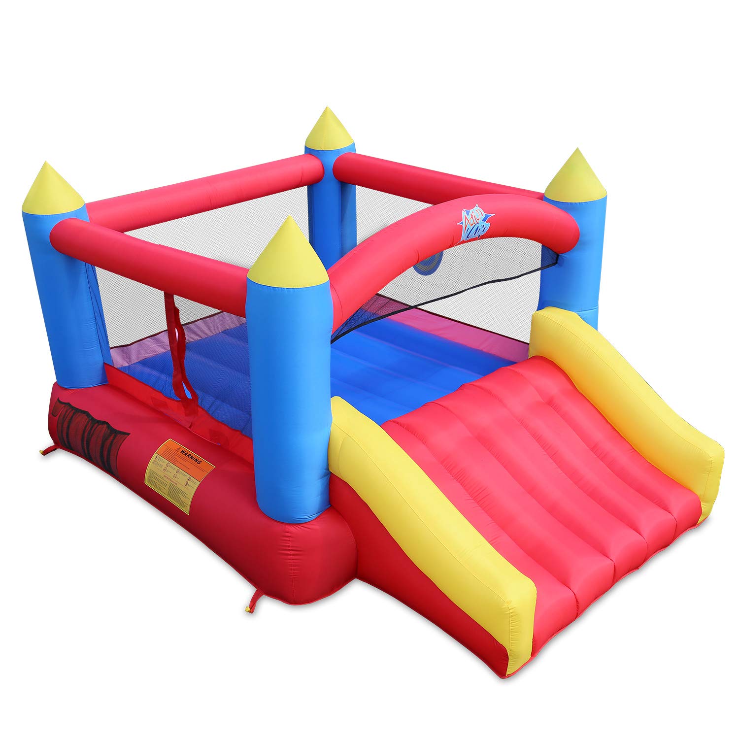 ACTION AIR [Updated Version] Bounce House, Inflatable Bouncer with Air Blower, Jumping Castle with Slide, Family Backyard Bouncer, Durable Sewn with Extra Thick Material, Idea for Kids (C-9745)