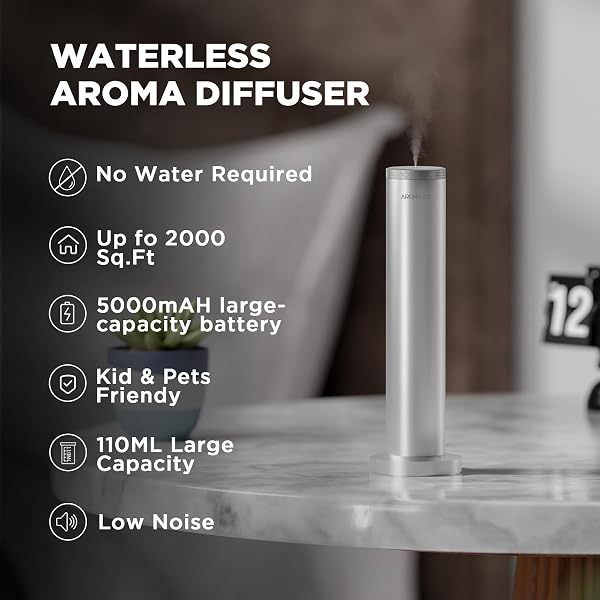 HOTEL SCENT DIFFUSER MACHINE -REMOTE CONTROL -CORDLESS RECHARGEABLE DIFFUSER FOR WHOLE HOUSE- SCENT AIR MACHINE FOR HOME -SUPER QUITE WATERLESS ESSENTIAL OIL DIFFUSER FOR LARGE ROOM, STUDIO OFFICE