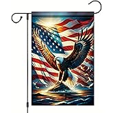 Starlit Patio Patriotic Garden Flag 4th of July Garden Flag American Flag 2x18 Double Sided Bald Eagle Decorative Outdoor Flag for Independence Day Memorial Day Yard Porch Home Decor Seasonal Banner