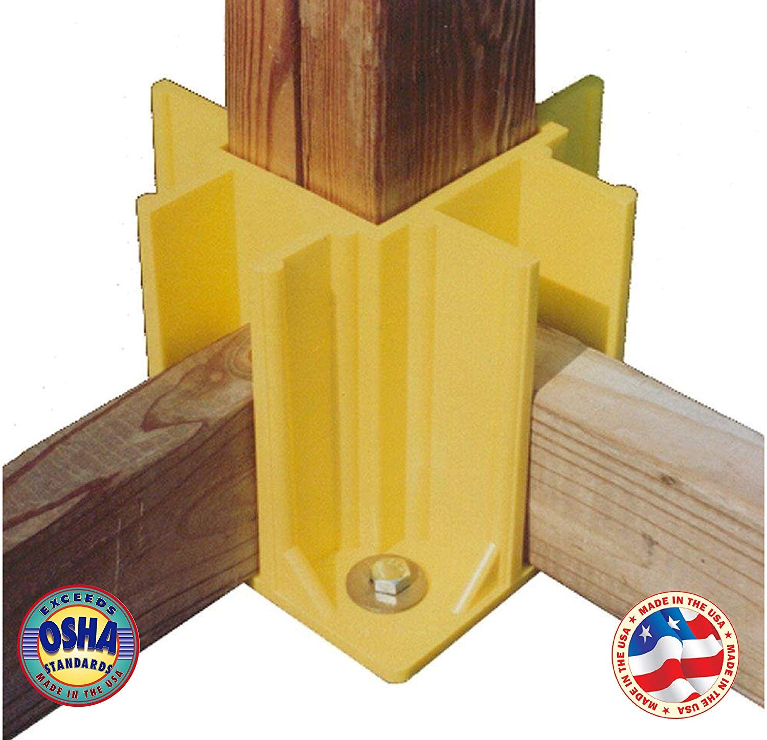 Safety Boot Yellow OSHA Compliant Guardrail Base with Toeboard Slots (Case of 12)