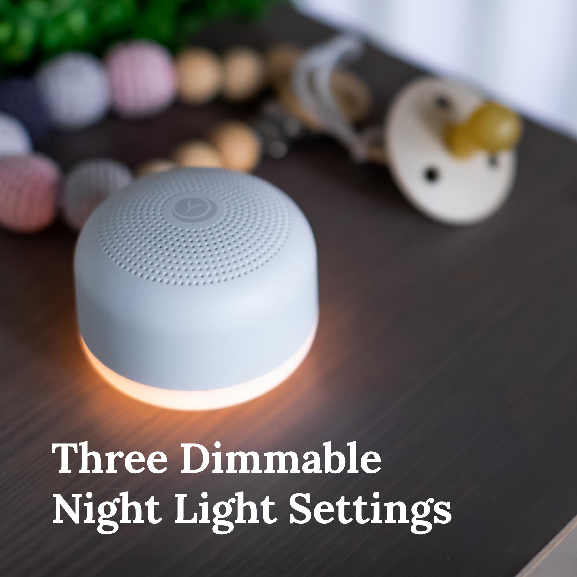 YOGASLEEP Travel Mini Portable White Noise Sound Machine, 6 Soothing Sounds, Volume Control, Dimmable Night Light, Sleep Therapy for Adults & Baby, USB Rechargeable, Lanyard Included