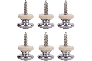 Kasteco 6 Pieces Mushrooms Head Guitar Strap Buttons Strap Locks Chrome (Silver)