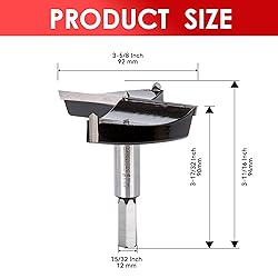 Mollom 3-5/8" (92mm) Forstner Drill Bit for Precise