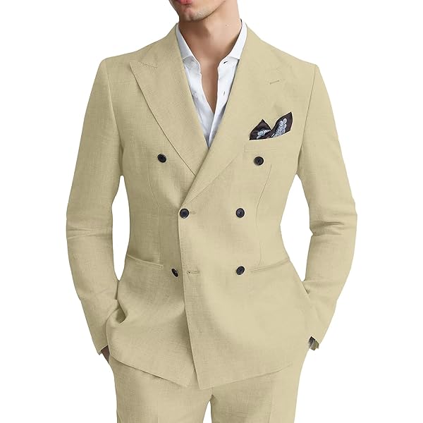 Mens Cotton Linen Suit Jacket Blazer Vintage Lightweight Casual