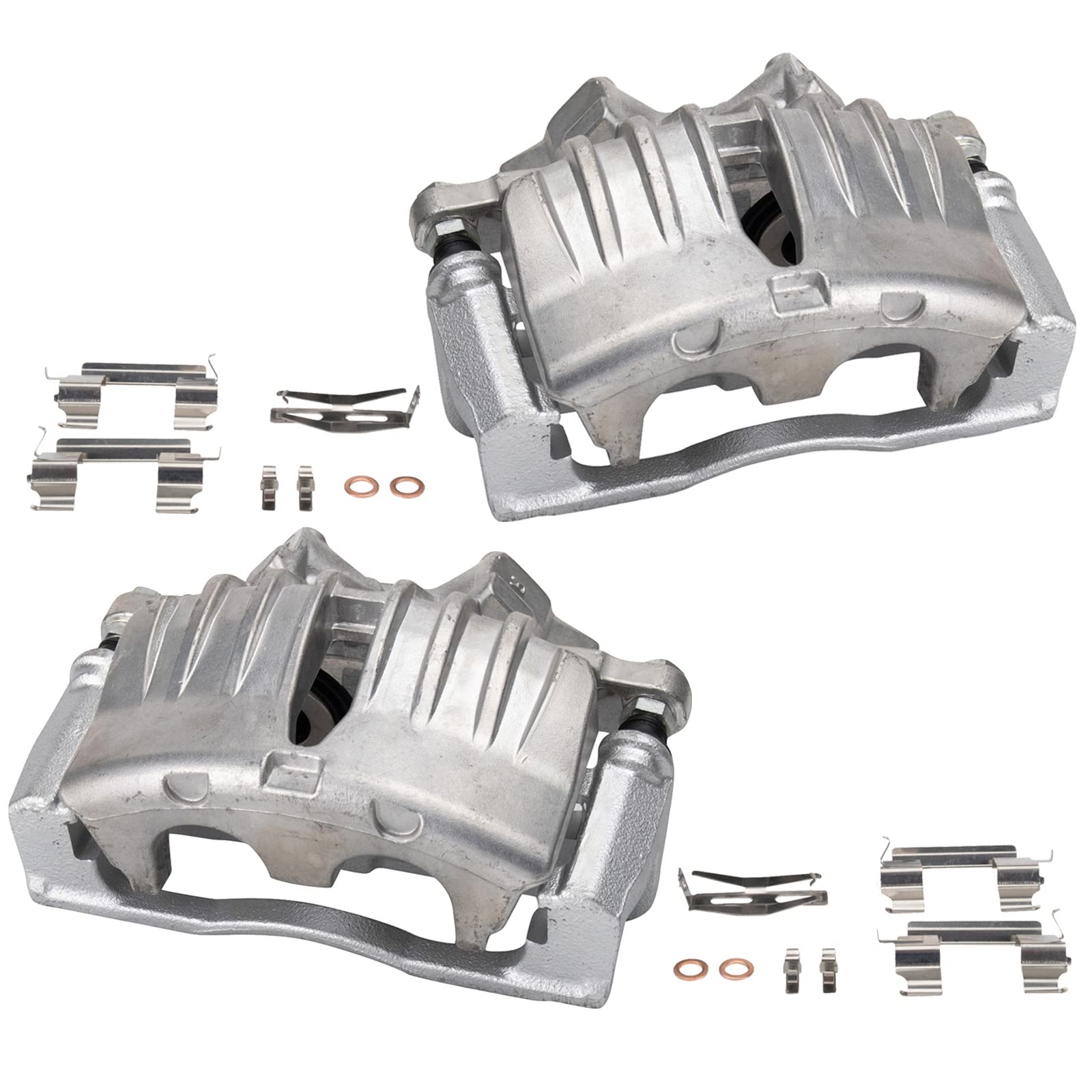 TRQ Front Brake Caliper Set Zinc Coated Brackets Compatible with 2004-2005 Buick Rainier 2003-2005 Chevrolet SSR Trailblazer EXT 2003-2005 GMC Envoy XL 2003-2005 Isuzu Ascender 2005 Saab 9-7x Image