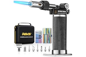 RAVS 16-piece Butane Torch Kit, Soldering Torch Kit with 100 pcs Waterproof Wire Connectors with 140 pcs Heat Shrink Tubing Kit, Cordless Butane Soldering Iron Kit without Fuel