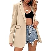 Febriajuce Women's Casual Long Sleeve Lapel Oversized Button Work Office Blazer Suit Jacket