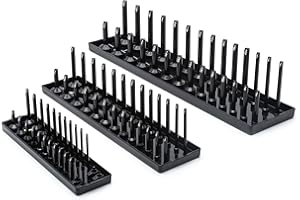 GEARWRENCH 3 Pc. 1/4", 3/8" & 1/2" Drive SAE Socket Storage Tray Set, Black - 83118