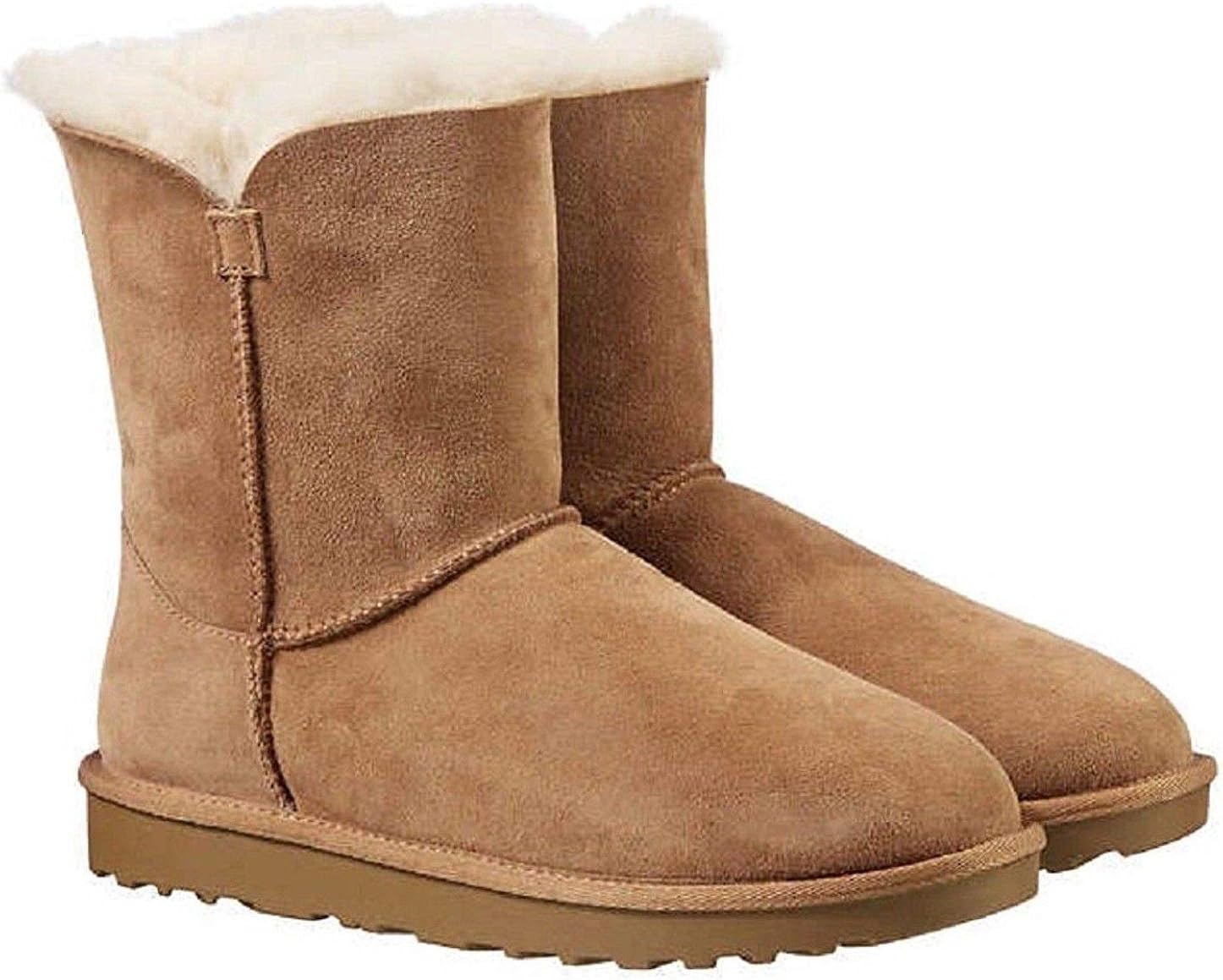 Kirkland Signature Ladies Genuine Sheepskin Shearling Lining Zipper Boots for Women Chestnut