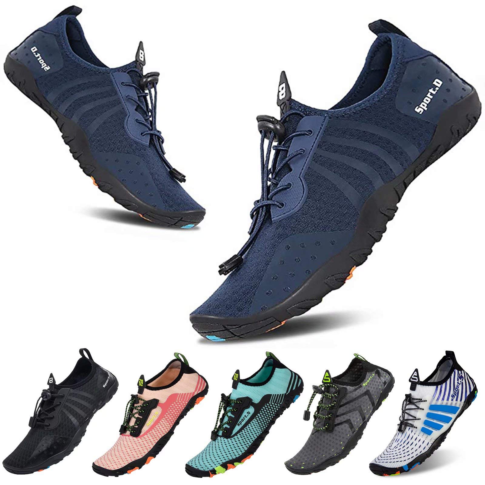Photo 1 of YALOX Water Shoes Men's Women's Swim Shoes Outdoor Beach Barefoot Quick-Dry Aqua Pool Socks Swimming Yoga Surfing Exercise(8080-Blue,40EU)