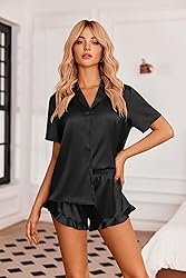 Ekouaer Womens Satin Pajamas Set Button Down 2