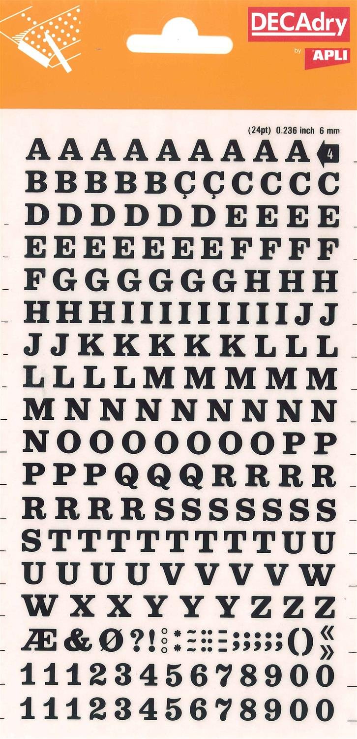 Transferable Letters and Numbers, Black