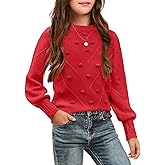 Arshiner Kid Girls Crew Neck Lantern Sleeve Sweater Cute Jumper Top Pullover Outwear 5-13 Years
