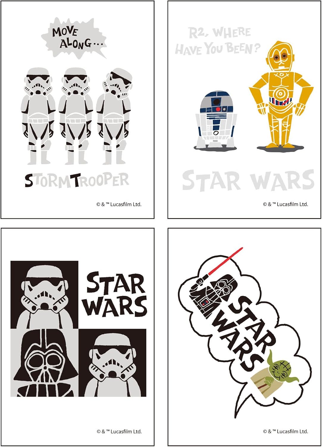 Amazon Co Jp スターウォーズ ボディステッカー イラスト 4種セット コスチューム用小物 男女共用 ホビー 通販