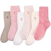scenicamp Womens Fuzzy Socks Bow Cute Animal Girls Slipper Sock Funny Winter Cozy Fluffy Warm Socks Home Sleeping