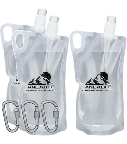 Zorplex Lot De 6 Bouteilles D'Eau Pliables 480 Ml – Sans BPA, Légères Avec Mousqueton, Parfaites Pour Le Voyage, Randonnée, Camping Et Sport