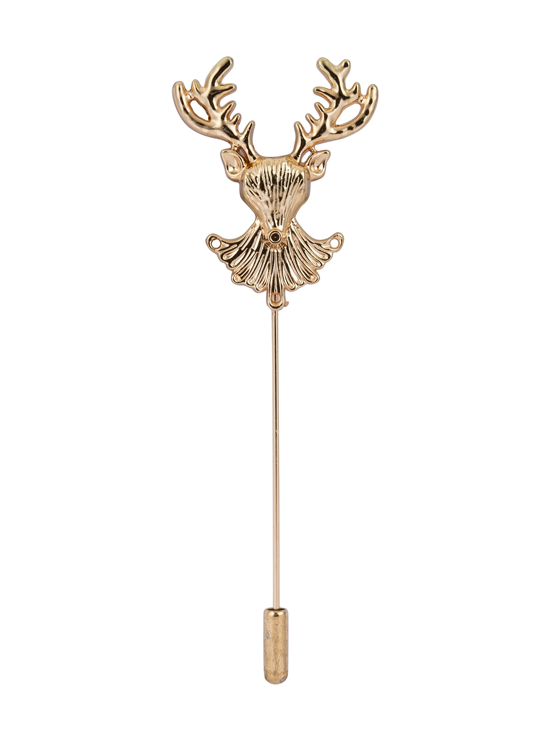 Brooch Lapel Pin for Men Reindeer Head Lapel Pin Golden Badge Coat Suit Wedding Gift Party Shirt Collar Accessories