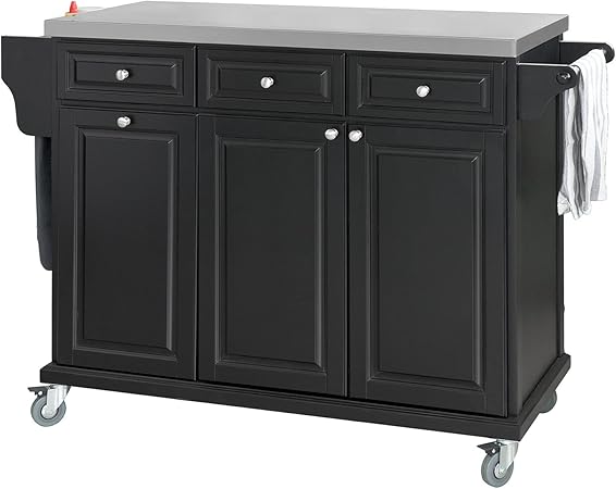 Sobuy Fkw33 Sch Black Luxury Kitchen Island Kitchen Storage