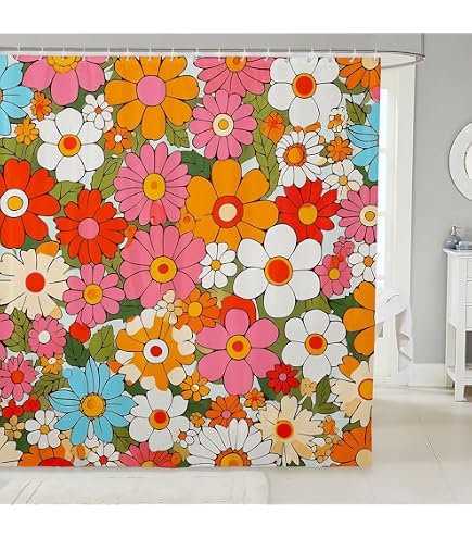 Gasmónso Abstract Desert Sun Shower Curtain - 72x72 Inch, Waterproof Polyester, Stained-Glass Design - View #9