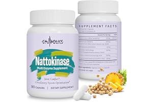Gyumolics Nattokinase Supplement 10000FU with Organic Nattokinase, Serrapeptase, Bromelain, Curcumin, Vitamin E & Ginseng, Movement Comfort, 180 Capsules