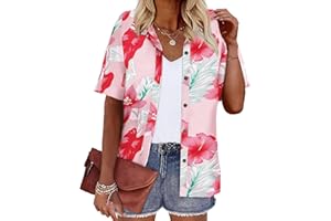LILYCHIC Women's Hawaiian Shirts Coconut Button Summer Soft Button Down Shirts Short Sleeve