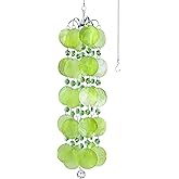 Capiz Shell Wind Chime Home Decoration,Hanging Glass Suncatcher for Garden Yard,Handemade Gift for Housewarming