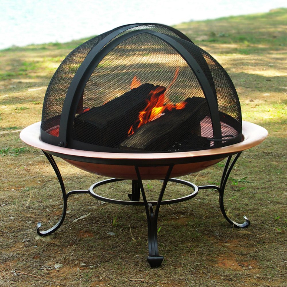 Catalina Creations 28" Heavy Duty Fire Pit, Easy Access, Hinged, Spark