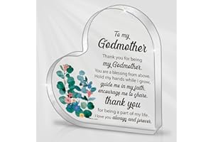 BELATELOVE Godmother Gift, Thank You Gift for Godmother, Birthday Mother's Day Gift for Godmother, Godmother Office Desk Decor Heart Acrylic Ornament