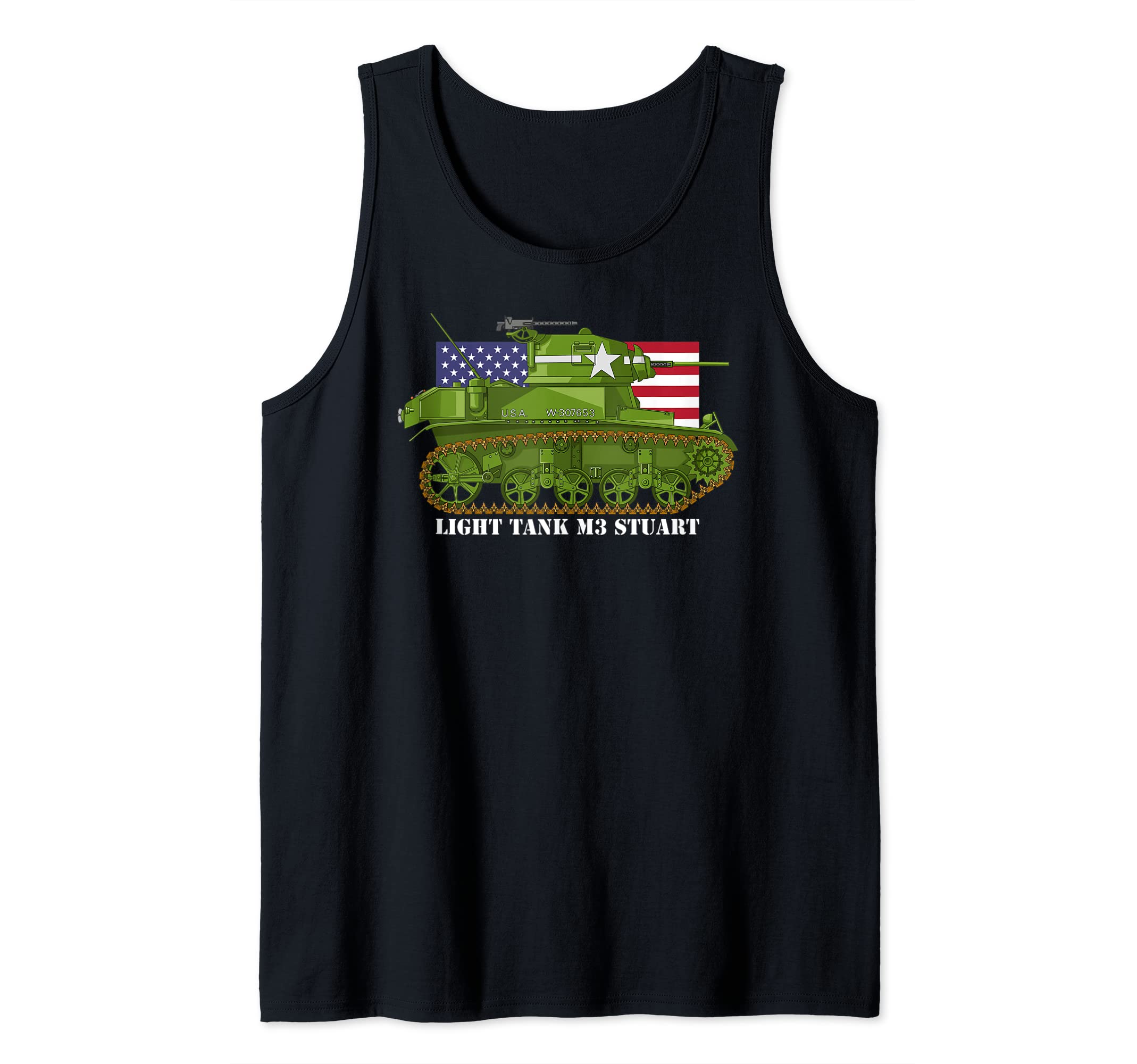 Light Tank M3 Stuart WW2 American Tanks USA Flag Tank Top