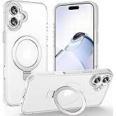 Lufanbis Magnetic for iPhone 16 Case with Ring Stand, [10 FT Drop Protection] [Velvety Touch] Slim Translucent Matte Back Shockproof Phone Case for iPhone 16 6.1'', Frosted White